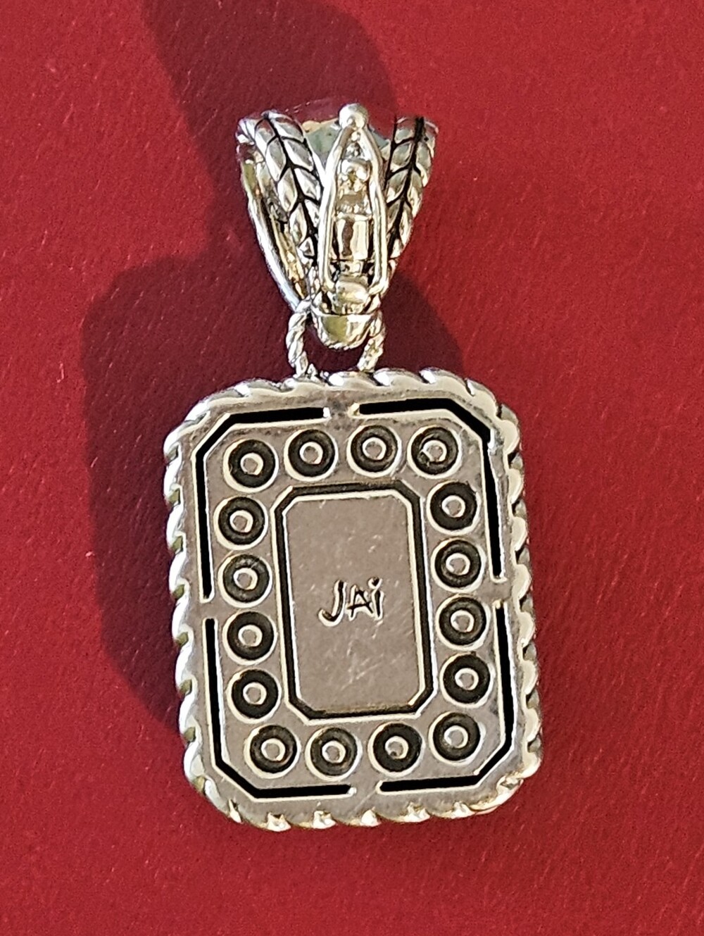 JAI John Hardy Signature Sterling Silver Rectangular Enhancer Pendant - Picture 2 of 5